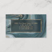 Vloeibare marmer Abstracte kunst Blauw en goud Visitekaartje (Achterkant)