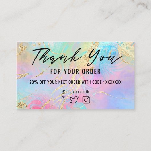 Vloeibare marmer faux folie dank u visitekaartje (Voorkant)