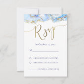 vloeibare marmer met blauwe inkt RSVP bruiloft (Voorkant)