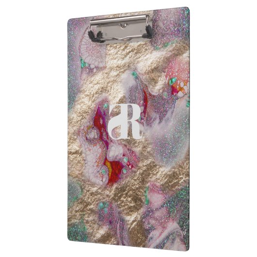 Vloeibare marmer Mix Modern Trendy Monogrammen Klembord (Links)