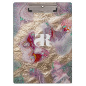 Vloeibare marmer Mix Modern Trendy Monogrammen Klembord (Voorkant)