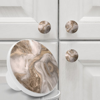 Vloeibare marmer - parel en goud keramische knop