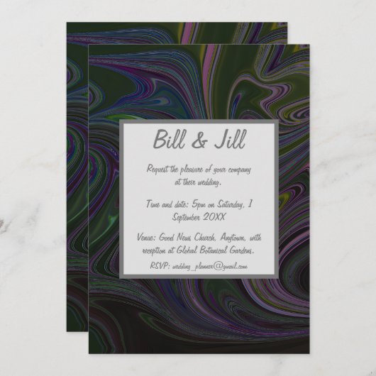 Vloeibare Marmeren Bruiloft Kaart (Voorkant / Achterkant)