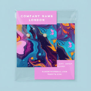 Vloeibare marmering, vloeibare verf oorbel display visitekaartje