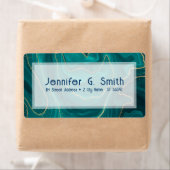 Vloeibare marmertextuur van turquoise met gouden a etiket (Insitu)