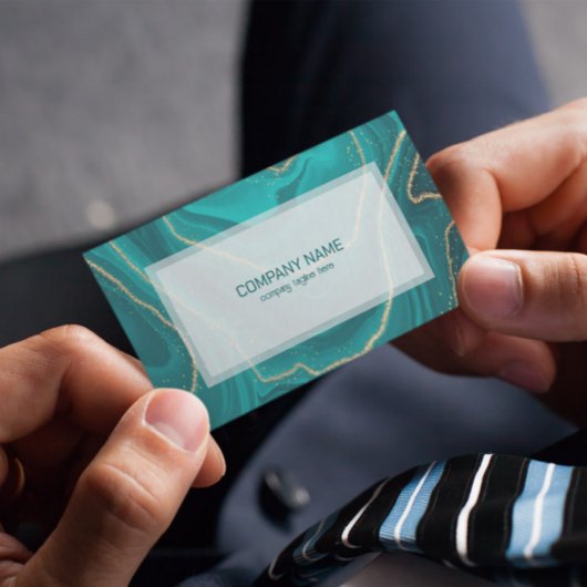 Vloeibare marmertextuur van turquoise visitekaartje
