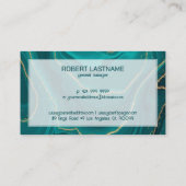 Vloeibare marmertextuur van turquoise visitekaartje (Achterkant)