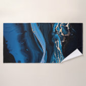 Vloeibare metalen goud in abstract blauw badhanddoek (Badhanddoek)