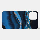 Vloeibare metalen goud in abstract blauw Case-Mate iPhone case (Achterkant (horizontaal))