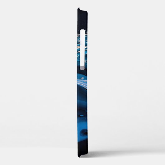 Vloeibare metalen goud in abstract blauw Case-Mate iPhone case (Achterkant / Links)