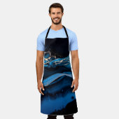 Vloeibare metalen goud in abstract blauw schort (Gedragen)