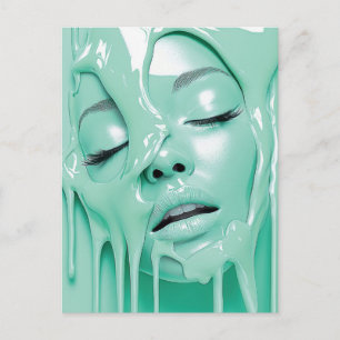 Vloeibare Mint Droom Meisje Abstracte Kunst Briefkaart