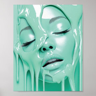 Vloeibare Mint Droom Meisje Abstracte Kunst Poster