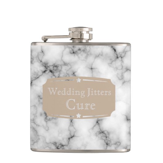 Vloeibare moed bruiloft Jitters crème marmer Heupfles (Voorkant)