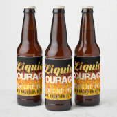 Vloeibare moed| Flaming Zwart & Goud Grappig Bier Etiket (Flessen)