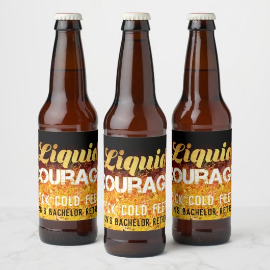 Vloeibare moed| Flaming Zwart & Goud Grappig Bier Etiket (Flessen)