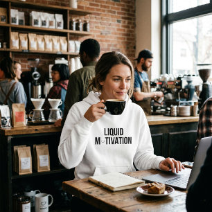 Vloeibare Motivatie Moderne Caffeïne Verslaafde Hoodie