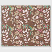 Vloeibare naadloze bloemen, bladeren, vlinder cadeaupapier (Vlak)