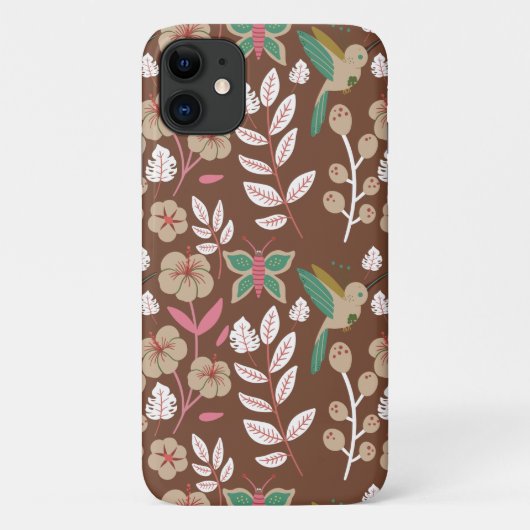 Vloeibare naadloze bloemen, bladeren, vlinder Case-Mate iPhone case (Achterkant)