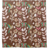 Vloeibare naadloze bloemen, bladeren, vlinder douchegordijn (Voorkant)