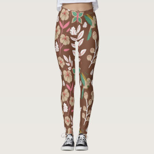 Vloeibare naadloze bloemen, bladeren, vlinder leggings