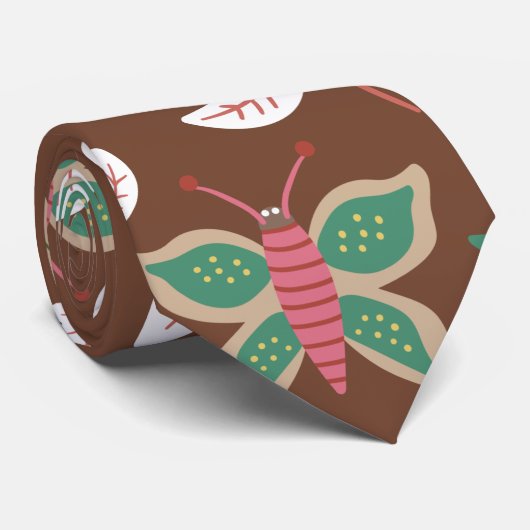 Vloeibare naadloze bloemen, bladeren, vlinder stropdas (Opgerold)