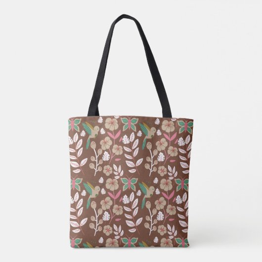 Vloeibare naadloze bloemen, bladeren, vlinder tote bag (Achterkant)