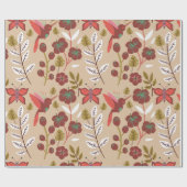 Vloeibare naadloze bloemen, vogels, vlinder cadeaupapier (Vlak)