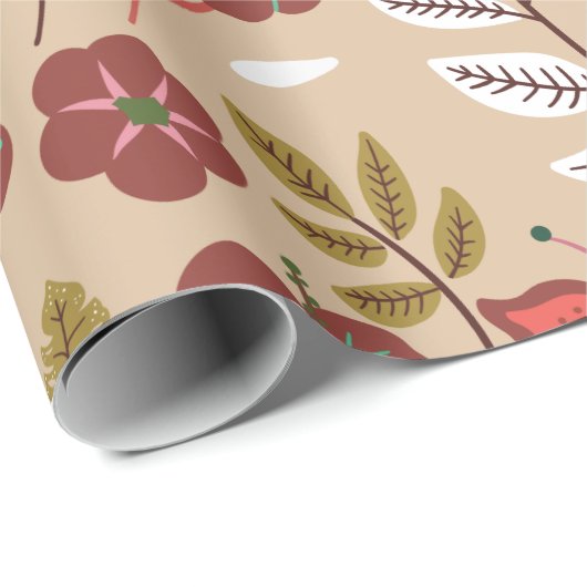 Vloeibare naadloze bloemen, vogels, vlinder cadeaupapier (Rol Hoek)