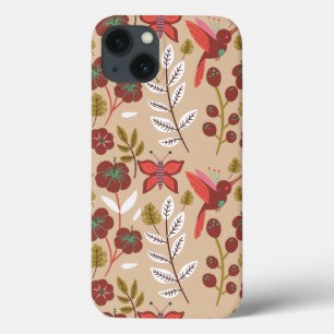 Vloeibare naadloze bloemen, vogels, vlinder Case-Mate iPhone case