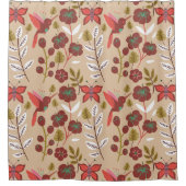 Vloeibare naadloze bloemen, vogels, vlinder douchegordijn (Voorkant)