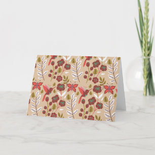 Vloeibare naadloze bloemen, vogels, vlinder kaart