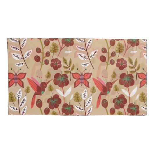 Vloeibare naadloze bloemen, vogels, vlinder kussensloop (Achterkant-Rechts)