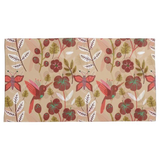 Vloeibare naadloze bloemen, vogels, vlinder kussensloop (Voorkant-Rechts)