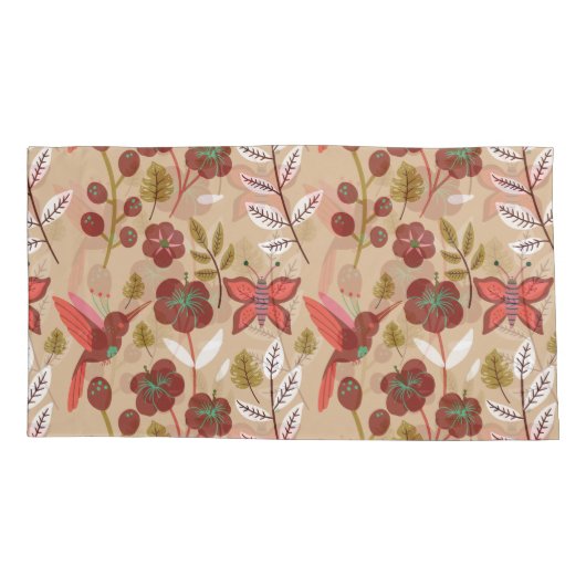 Vloeibare naadloze bloemen, vogels, vlinder kussensloop (Achterkant-Links)