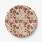 Vloeibare naadloze bloemen, vogels, vlinder papieren bordje (Voorkant)