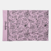 Vloeibare naadloze paarse gepersonaliseerde naam theedoek (Horizontaal)