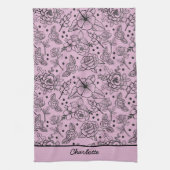 Vloeibare naadloze paarse gepersonaliseerde naam theedoek (Verticaal)