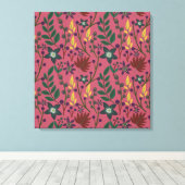 Vloeibare naadloze roze bloemen bladeren een tak canvas afdruk (Insitu (Houten vloer))