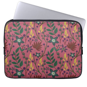 Vloeibare naadloze roze bloemen bladeren een tak laptop sleeve
