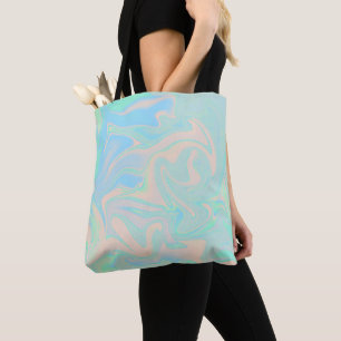Vloeibare namaak holografische iriserende textuur tote bag