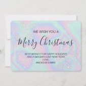 Vloeibare nephautholografische textuur Sneeuwvlokk Feestdagenkaart (Voorkant)