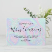 Vloeibare nephautholografische textuur Sneeuwvlokk Feestdagenkaart (Staand voorkant)