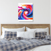 Vloeibare regenboogvortex canvas afdruk (Insitu (Slaapkamer))