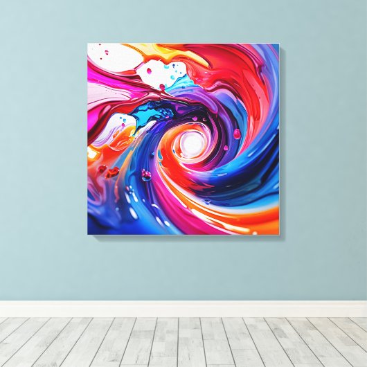 Vloeibare regenboogvortex canvas afdruk (Insitu (Houten vloer))
