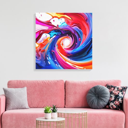 Vloeibare regenboogvortex canvas afdruk (Insitu (Woonkamer))