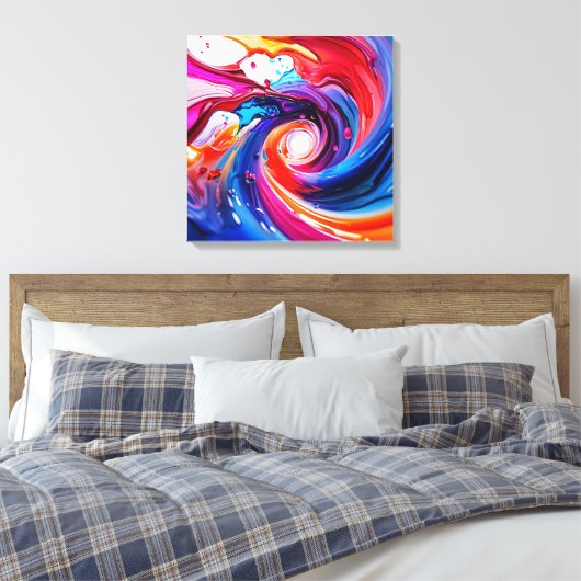 Vloeibare regenboogvortex canvas afdruk (Insitu (Slaapkamer))