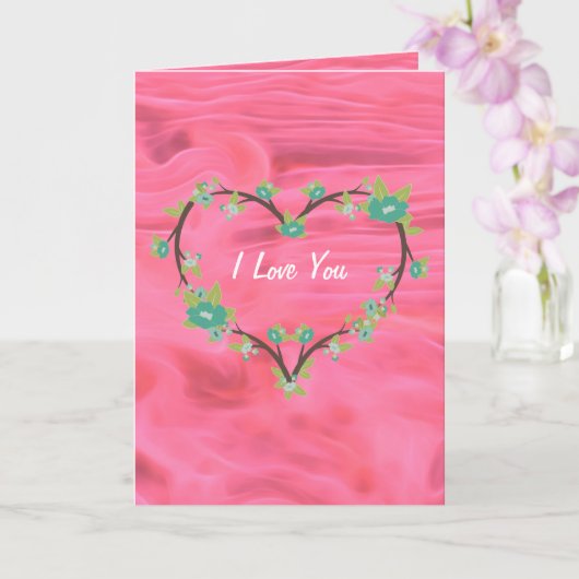 Vloeibare Roze I Love You Hart Aangepaste Wenskaar Kaart (Orchidee)