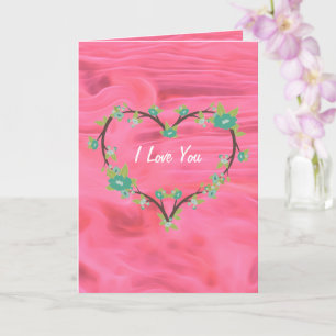 Vloeibare Roze I Love You Hart Aangepaste Wenskaar Kaart