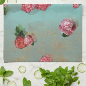 Vloeibare Rozen lichtblauw roze nostalgie Theedoek (Gevouwen)